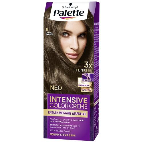 Schwarzkopf Palette Intensive Hair Color Creme Kit Μόνιμη Κρέμα Βαφή Μαλλιών για Έντονο Χρώμα Μεγάλης Διάρκειας & Περιποίηση 1 Τεμάχιο - 6 Ξανθό Σκούρο